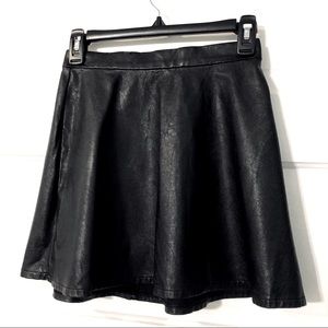 American Eagle Black Leather-Style Miniskirt 0
